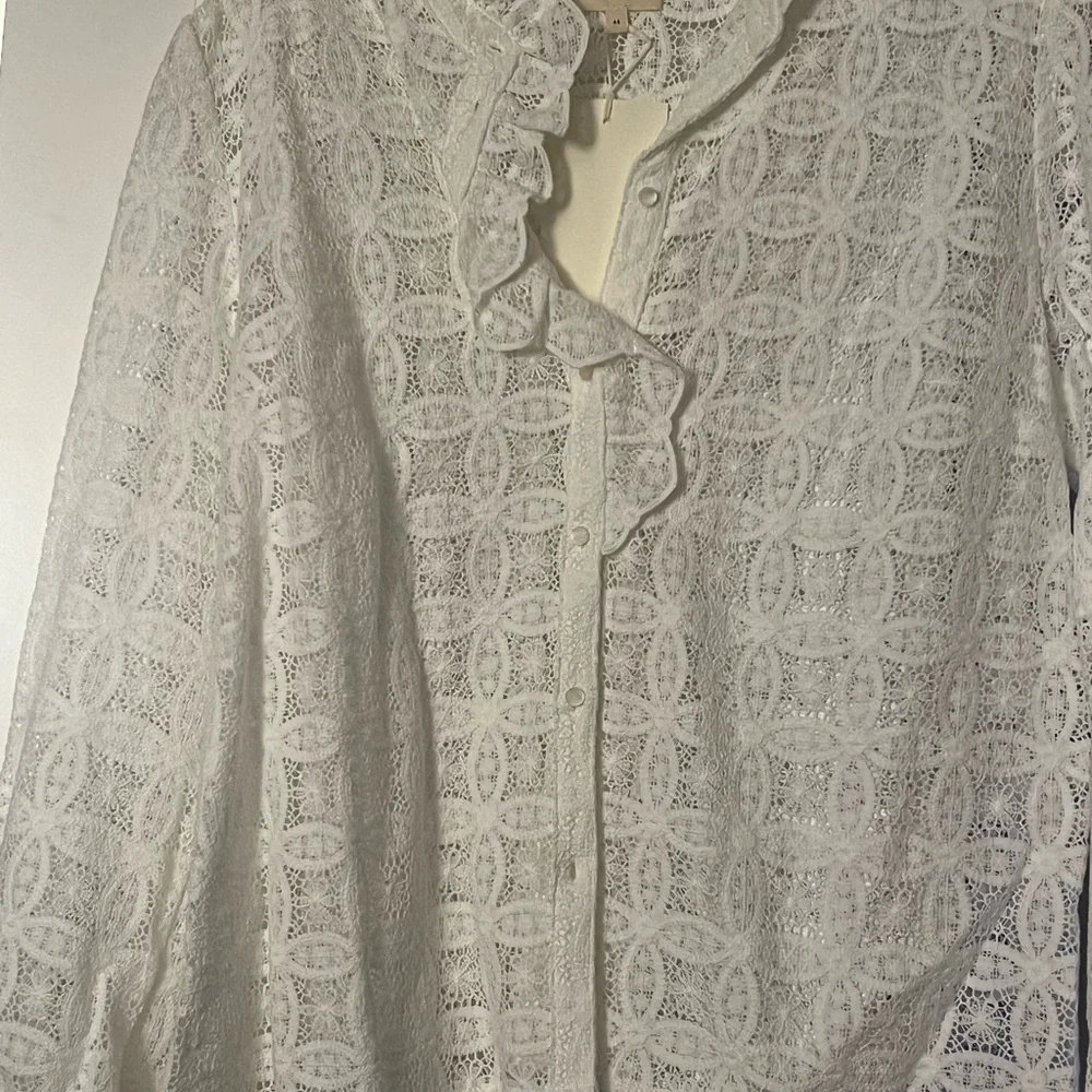Sezane White Lace Blouse Sézane Chlo - Picture 2 of 4